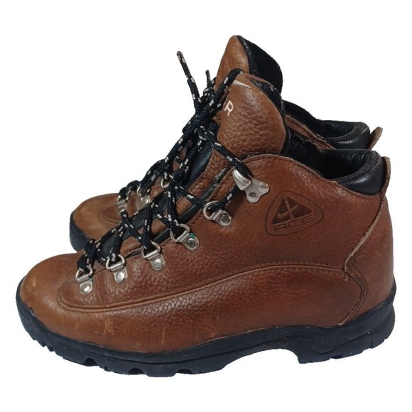 Nike ACG Boots Size 6 Men 7.5 Women Brown Leather Hiking Lace Up Vtg 90s  990608 - Picture 6 of 9